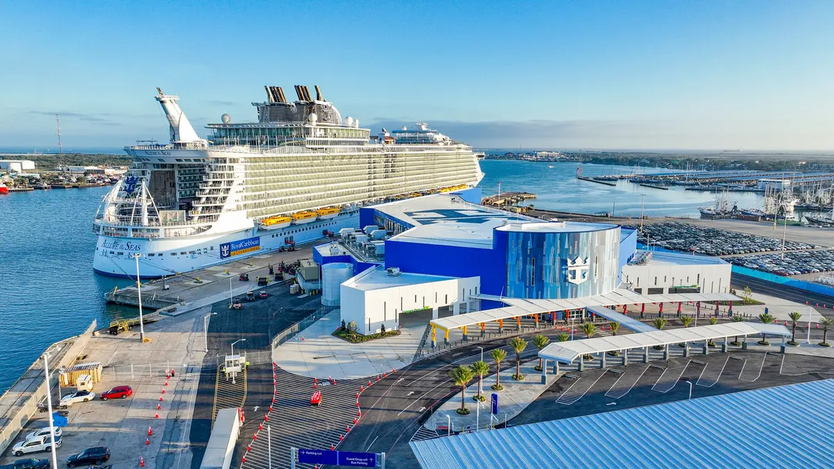 Allure of the Seas in Galveston cruise terminal