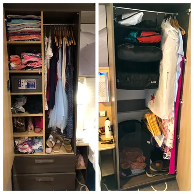 Clothes in a closet