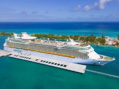 Freedom of the Seas aerial at Nassau