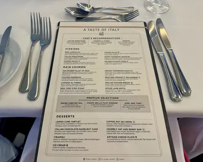 A Taste of Italy menu