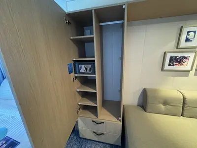 Utopia of the Seas closet with shelves