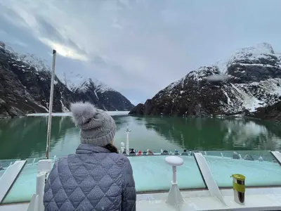 Woman wearing jacket in Alaska